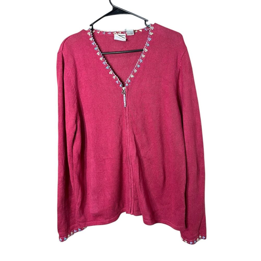 Vintage CJ Banks Hand Embroidered Cardigan Sweater Size Large